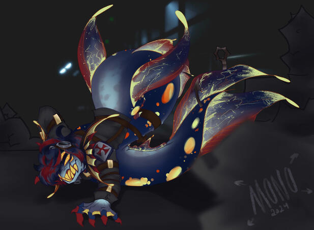 Unrendered art of a friends original character Gizmo